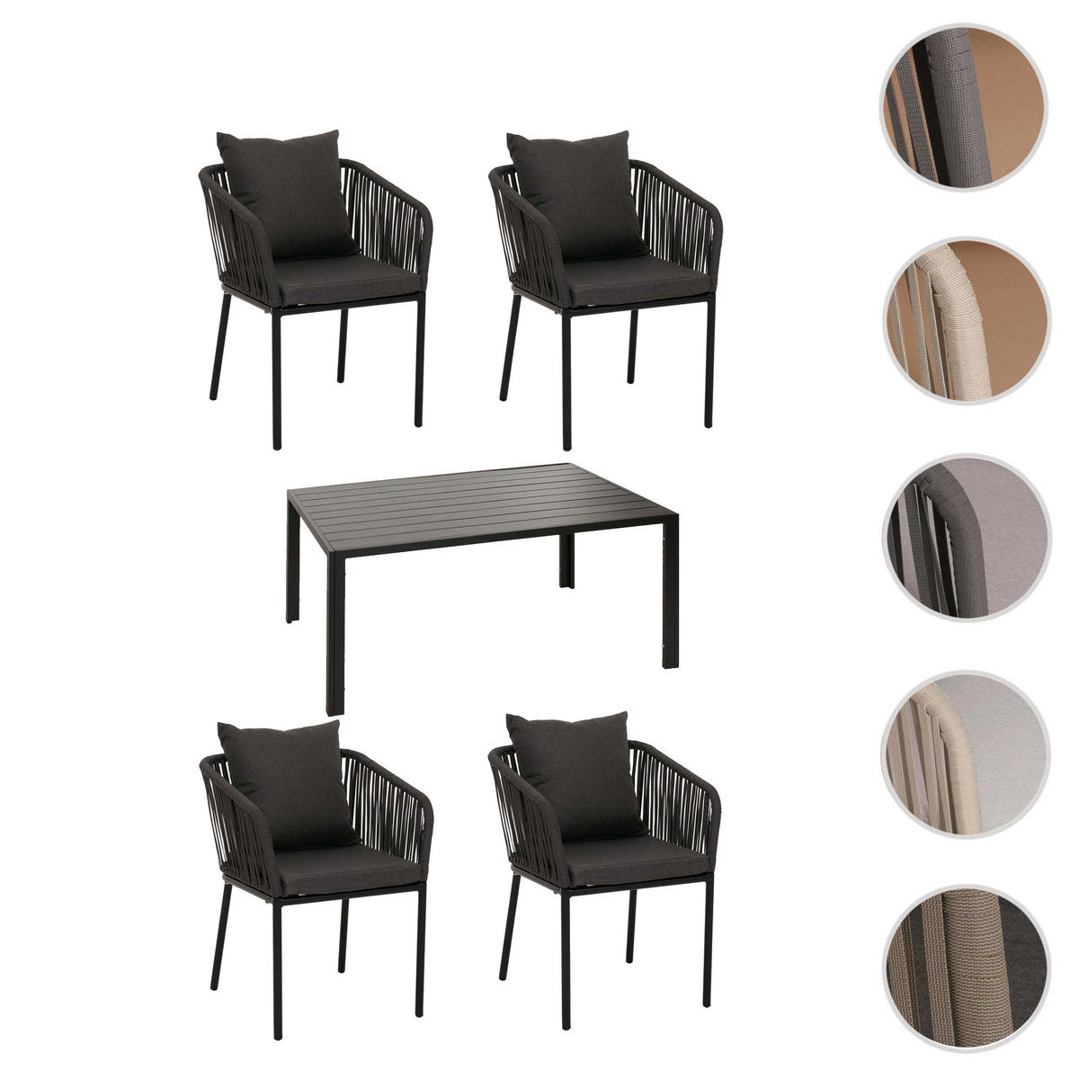 GARTENGARNITUR Anthrazit, Dunkelgrau 5-teilig-Set - Dunkelgrau/Anthrazit, Metall - MCW