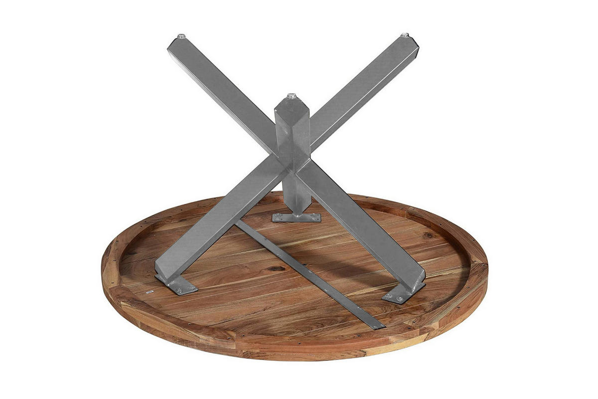ESSTISCH RUNA - Silberfarben/Braun, Holz/Metall (120/120/78cm) - SAM