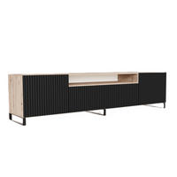 TV-SCHRANK Schwarz NOELI Mit Geriffelter Front Artisan - Schwarz, Holzwerkstoff (200/53/41cm) - Sepro Meble