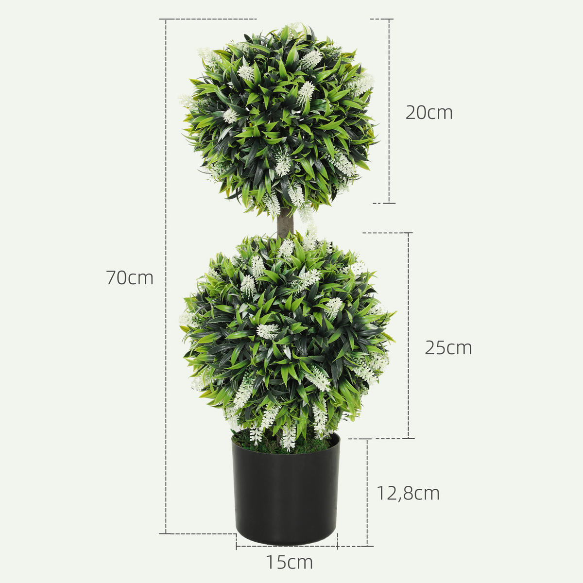KÜNSTLICHE Pflanzen Weiß 15.0/15.0/70.0cm - Weiß, Kunststoff (70cm)