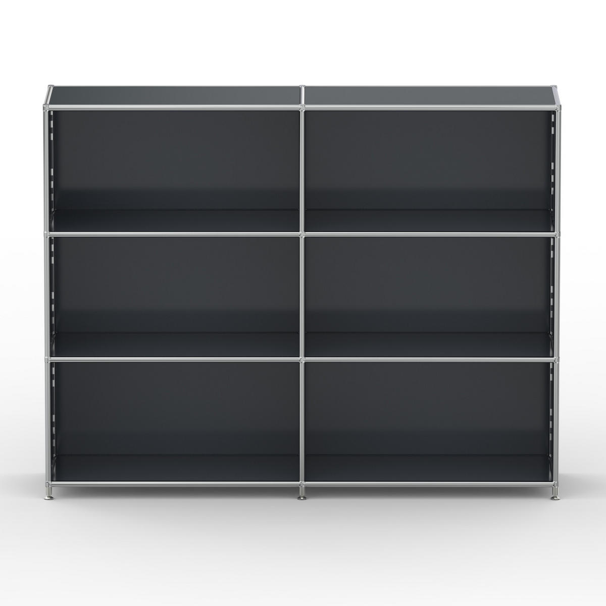 AKTENSCHRANK Büro, 6 offene Fächer, Breite 152 cm, Anthrazitgrau - Chromfarben/Grau, Metall (40/118/152.2cm) - Versee