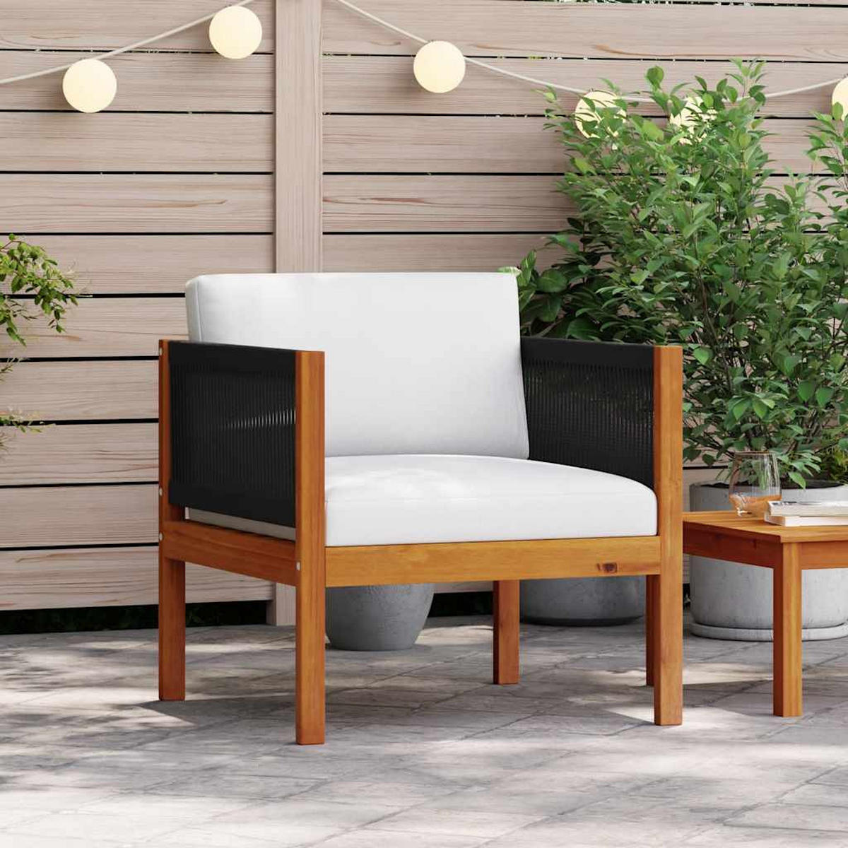 GARTENSTUHL Mit Kissen Akazie Massivholz - Schwarz, Holz (65/60/65cm) - vidaXL