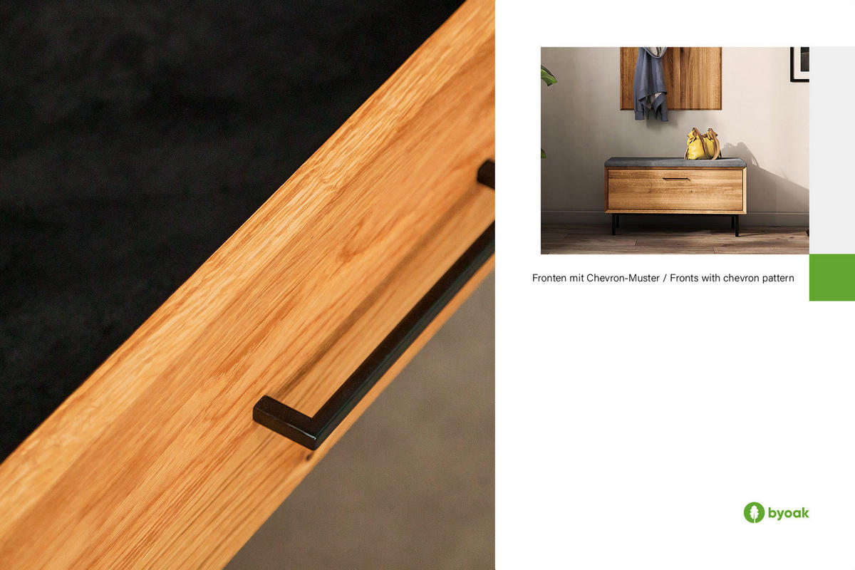 HALLENBANK LEON Wildeiche - Wildeiche, Holz (97/52/36cm) - byoak