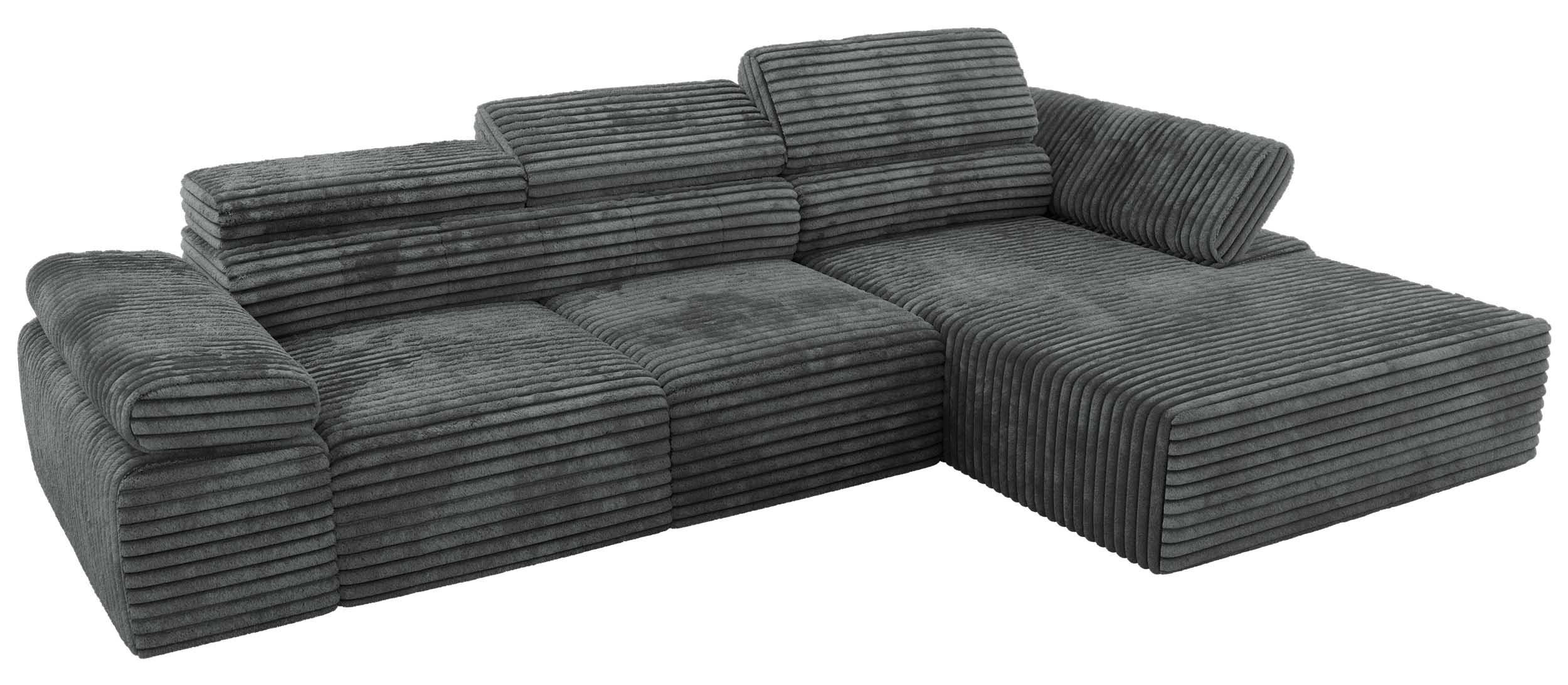 ECKSOFA RILASSO L Dunkelgrau Cord - rechts - Dunkelgrau/Schwarz, Kunststoff/Textil (174/296cm) - MKS
