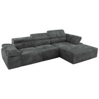 ECKSOFA RILASSO L Dunkelgrau Cord - rechts - Dunkelgrau/Schwarz, Kunststoff/Textil (174/296cm) - MKS