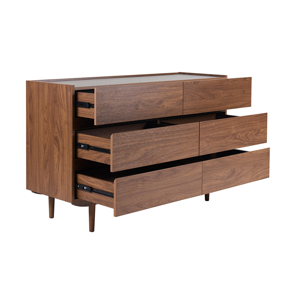 KOMMODE Dunkles Holz 6 Schubladen B120 cm SANAA - Walnussfarben, Holz (41/75.5/120cm) - Miliboo