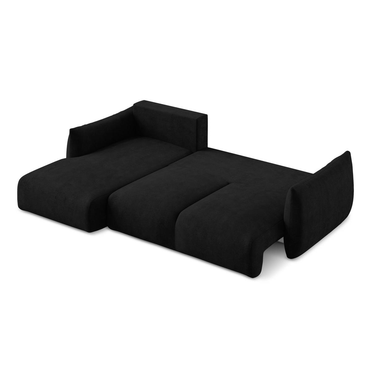 ECKSOFA mit Schlaffunktion links Chenille Stoff Schwarz - Schwarz, Holzwerkstoff/Kunststoff (242/162cm) - LaMiaSofa