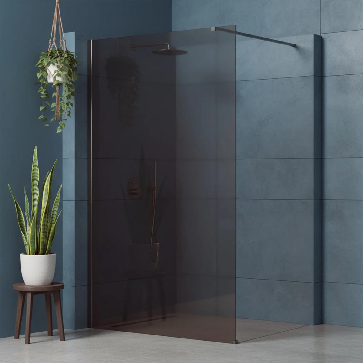 DUSCHWAND Rea Flexi Brown / Titan 140 - Titanfarben, Glas (120/140/195cm) - REA