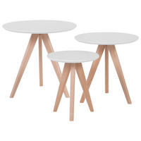 COUCHTISCH 3er Set Rund Weiß, Hell Holz Vegas - Weiß, Holzwerkstoff (48/48cm) - Beliani
