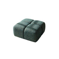 HOCKER, Pouf, Chenille Stoff Puente, Azurblau, Averro - Dunkelgrün, Holz (88/42/88cm) - Kaiser Möbel