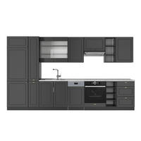 KÜCHENZEILE Fame-Line Anthrazit-Gold Landhaus 355 cm , AP Marmor - Anthrazit, Holzwerkstoff (355/206.8/60cm) - Vicco