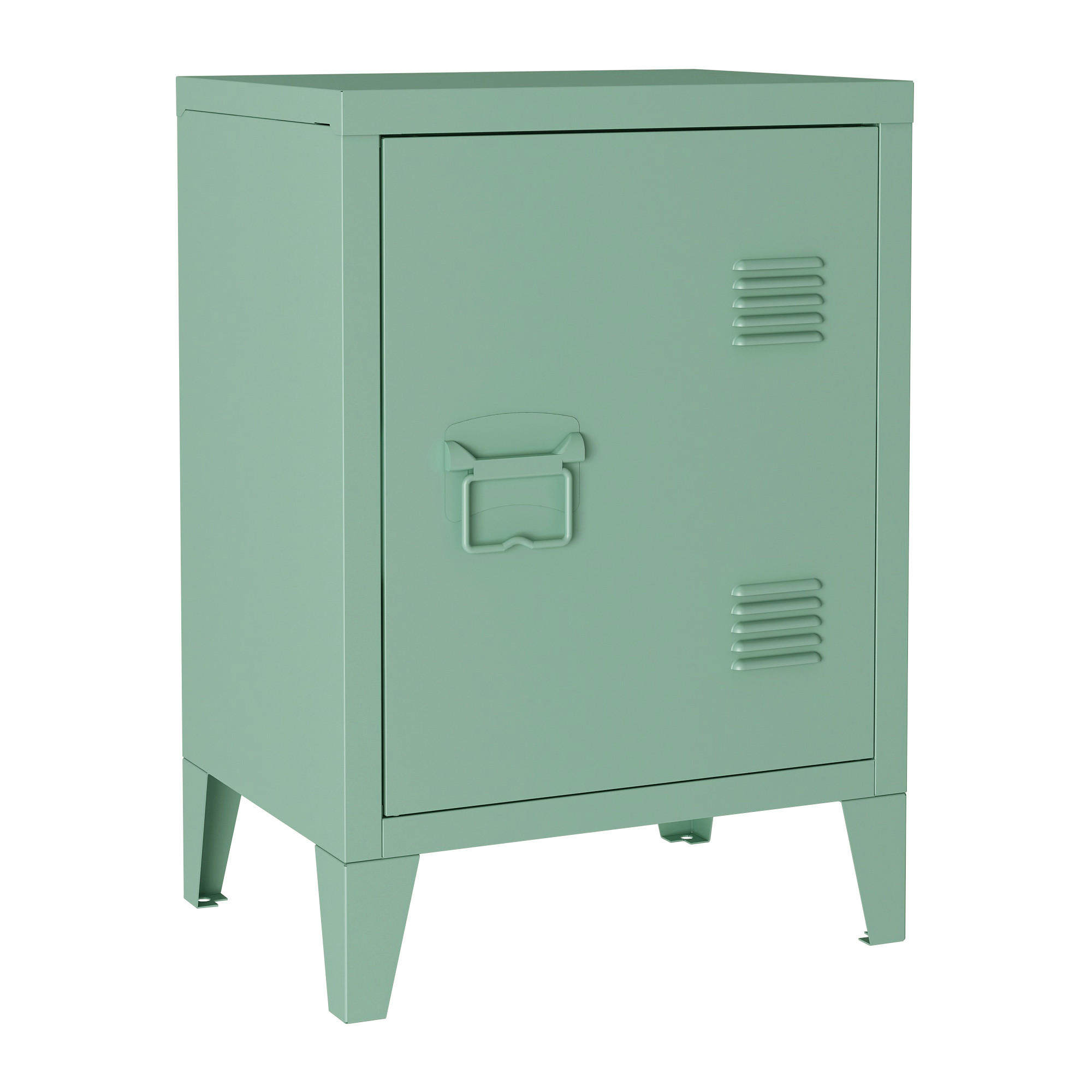 NOČNÍ SKŘÍŇKA Inari - pastelově zelená, kov (40/57/30cm) - [en.casa]