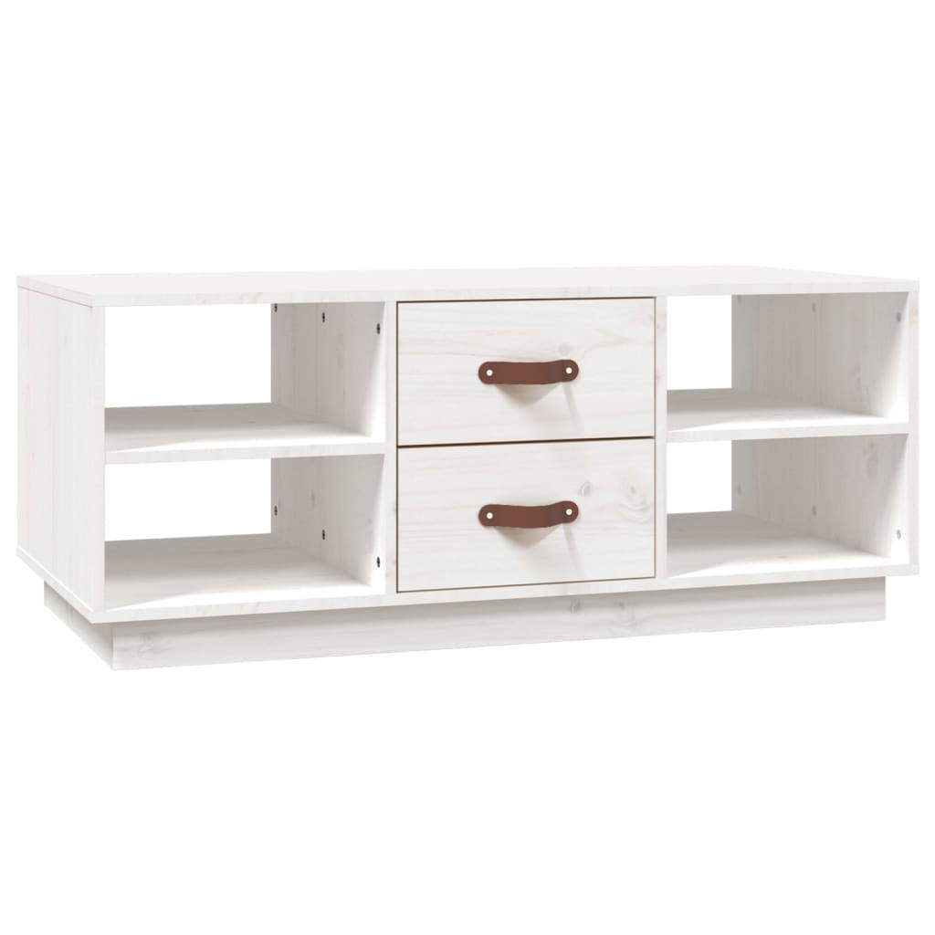 COUCHTISCH Weiß 100x50x41 cm Massivholz Kiefer - Weiß, Holz (100/50/41cm) - furnicato