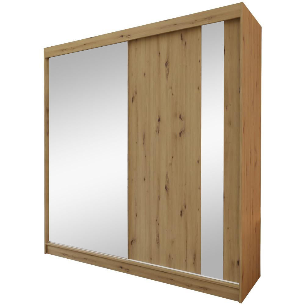 SCHWEBETÜRENSCHRANK Gaja 200/216/61 eiche Artisan mit Spiegel - Eiche Artisan, Holzwerkstoff (200/216/61cm) - Beautysofa