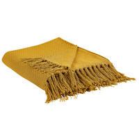 DECKE Senfgelb Yarsa 125/150 cm - Dunkelgelb, Naturmaterialen/Textil (125/150cm) - Beliani