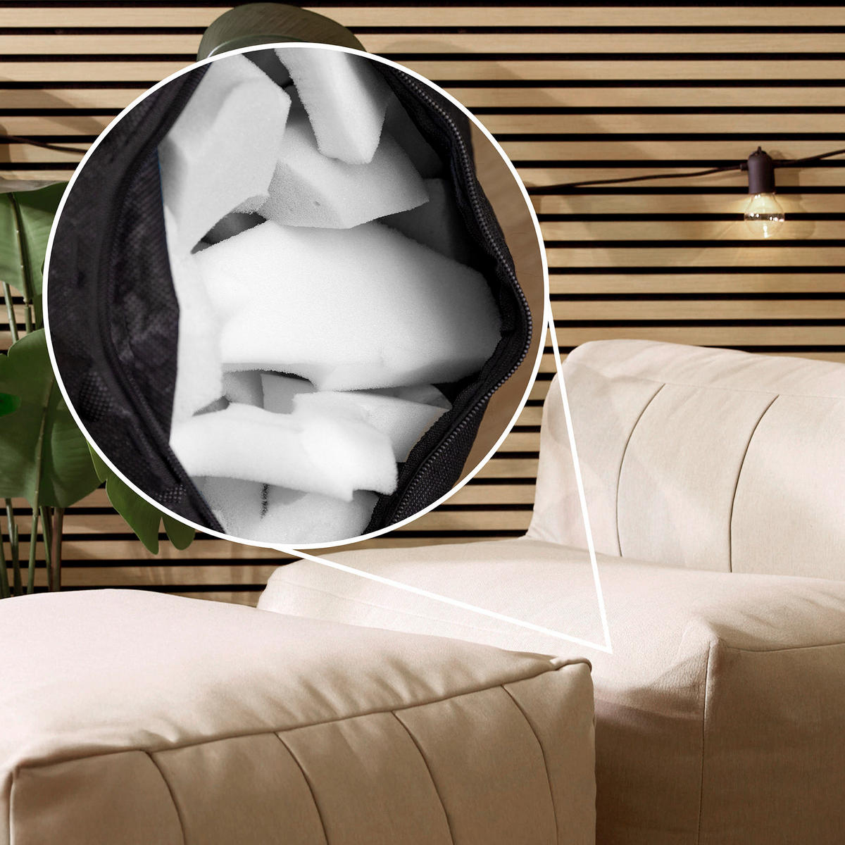 SITZSACK-SOFA Outdoor 2-tlg.: Sessel, Fußstütze - Beige, Textil (95/68/100cm) - icon