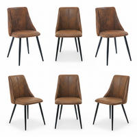 ESSZIMMERSTÜHLE 6er-Set, Industrielles Design, Gepolsterte Sitzfläche in Wildlederoptik, Metallbeine, Braun - Braun, Leder/Textil (53.5/83/44cm) - Meubles Cosy