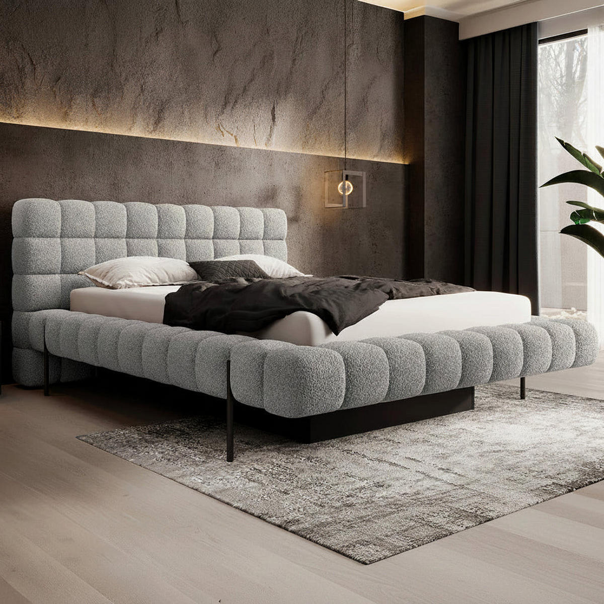 BOXSPRING POSTELJA 180/200 Ezio Siva - siva, les (180/200cm) - Petits-meubles