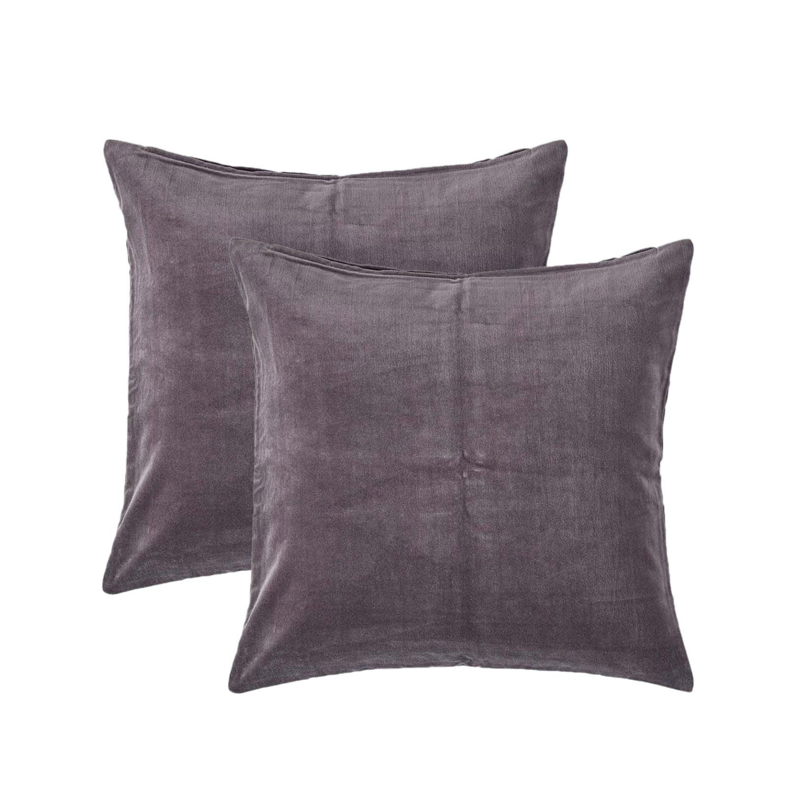KISSENHÜLLEN 2er-Set Baumwollsamt anthrazit 40/40 cm - Anthrazit, Textil (40/40cm) - Homescapes