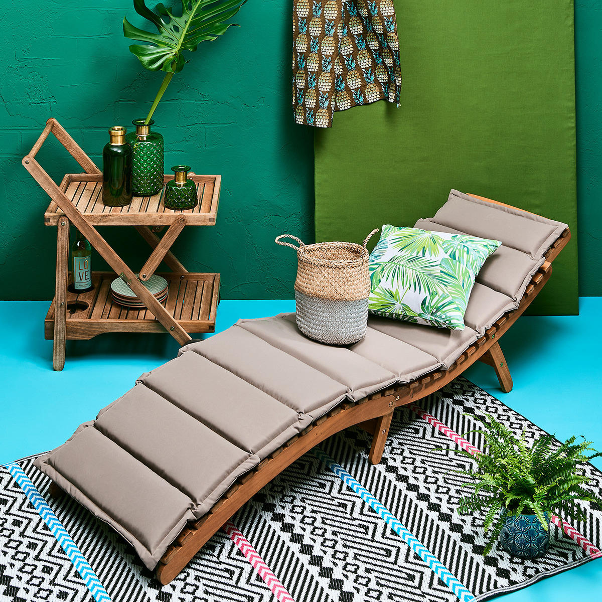 GARTENLIEGE (2-teilig) Sun Waver - Braun, Holz (54/62/188cm) - Butlers