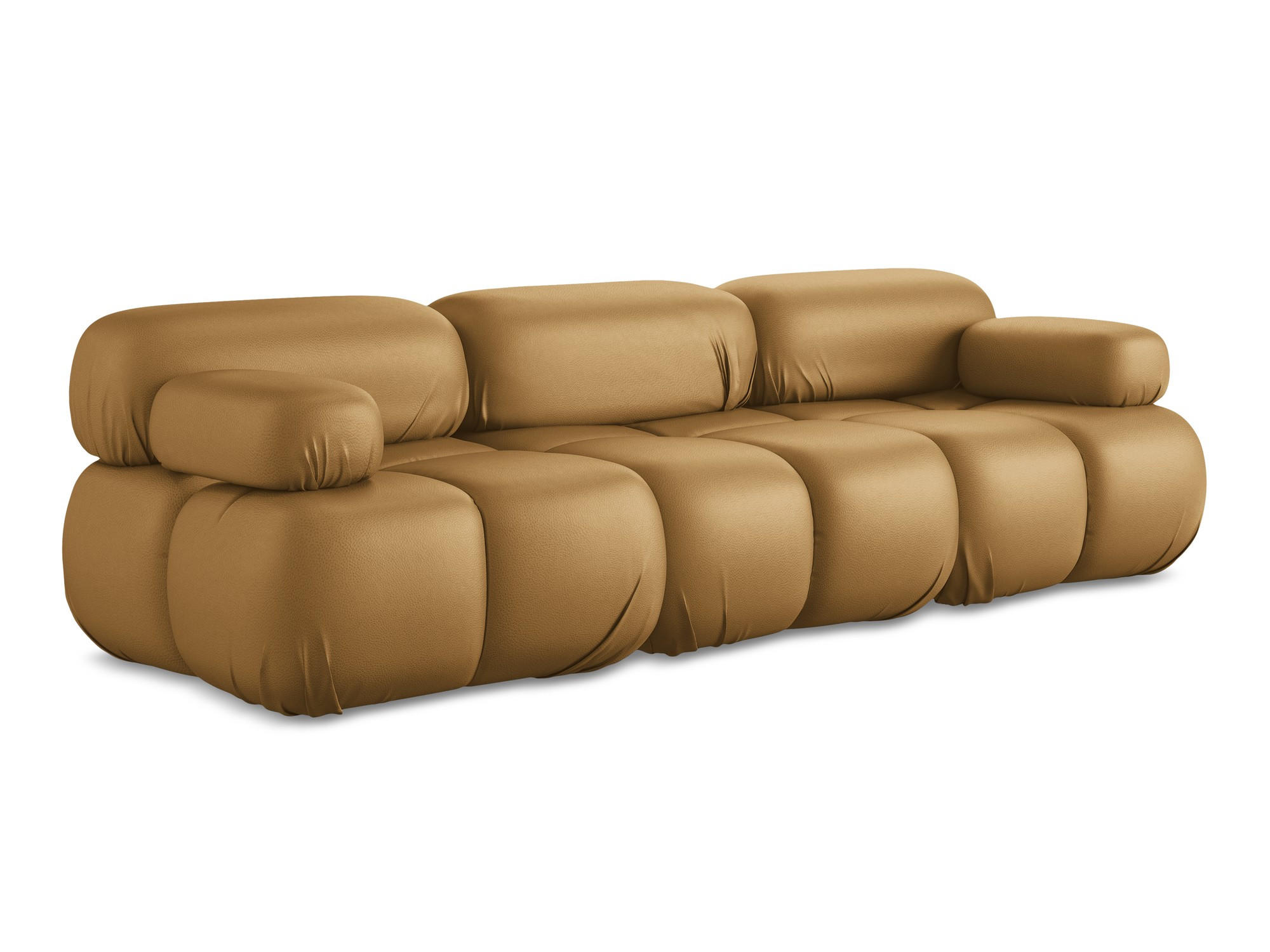 3-SITZER SOFA Kunstleder Braun - Cognac/Schwarz, Leder/Kunststoff (285/70/96cm) - Makamii