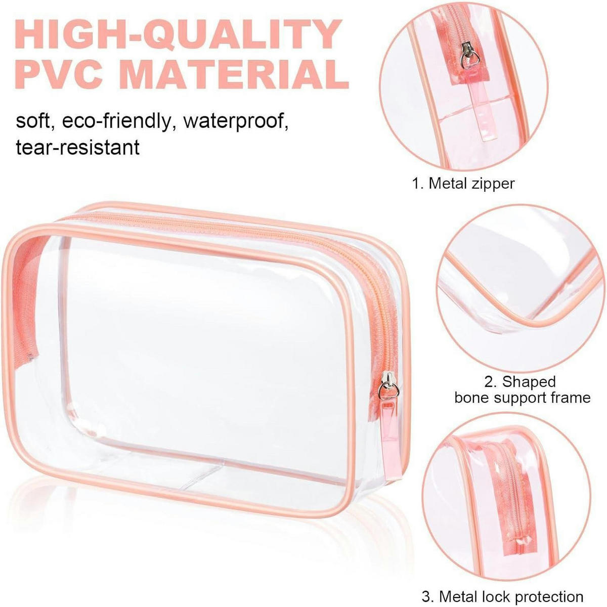 KULTURTASCHE 2-teiliges Set Transparent Rosa - Transparent, Kunststoff (18/2/26cm)