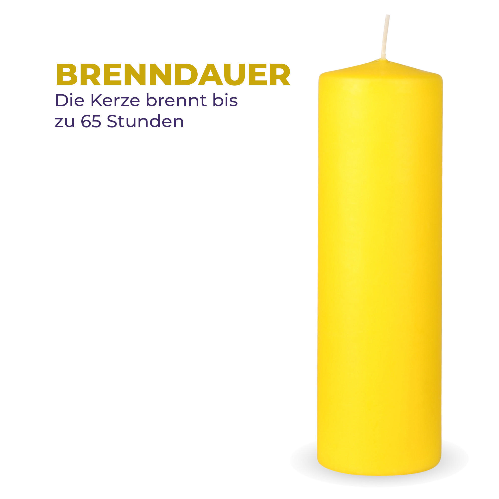 STUMPENKERZEN 4er Pack "Gelb", Größe Ø7cm x Höhe: 20 cm - Hellgelb, Naturmaterialien (7/20cm) - Bestlivings