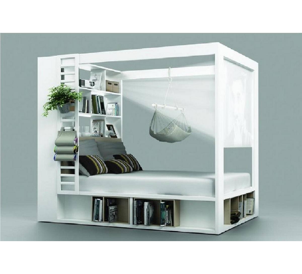 HIMMELBETT Calgary 160x200 mit aufklappbarem Lattenrost - weiß - Weiß, Holzwerkstoff (160/200cm) - QMM TraumMöbel