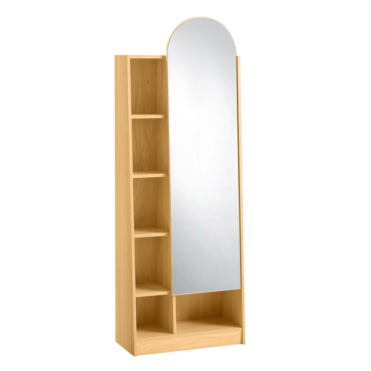 SCHUHSCHRANK Spiegel Holzoptik Hochschrank Stauraum - Naturfarben, Holzwerkstoff (60/165/28cm) - Urban Meuble
