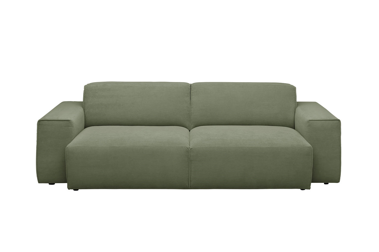 SOFA RANI Grün Cord - Schwarz/Olivgrün, Kunststoff/Textil (256/71/101cm) - KAWOLA