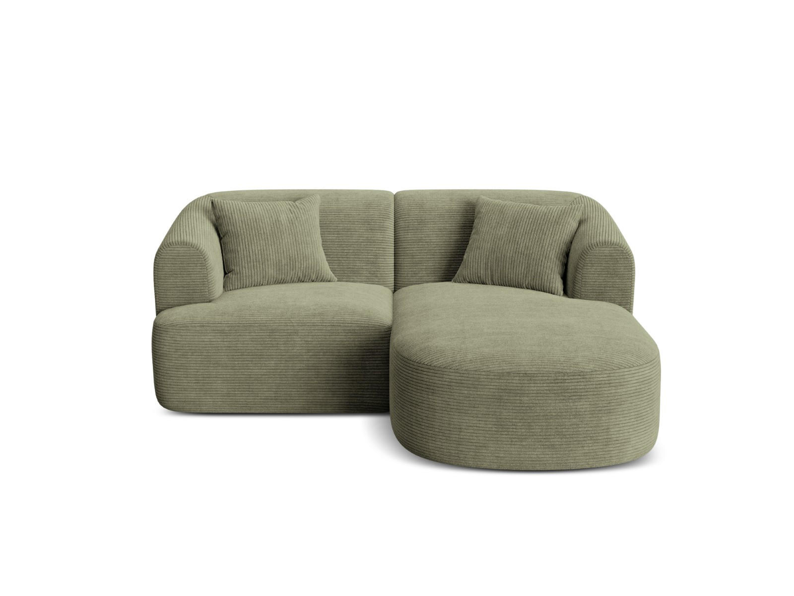 MODULARES-ECKSOFA rechts Campi aus Cord Moosgrün 3 Sitzplätze - Salbeigrün, Textil (156/180cm) - Cosmopolitan Design