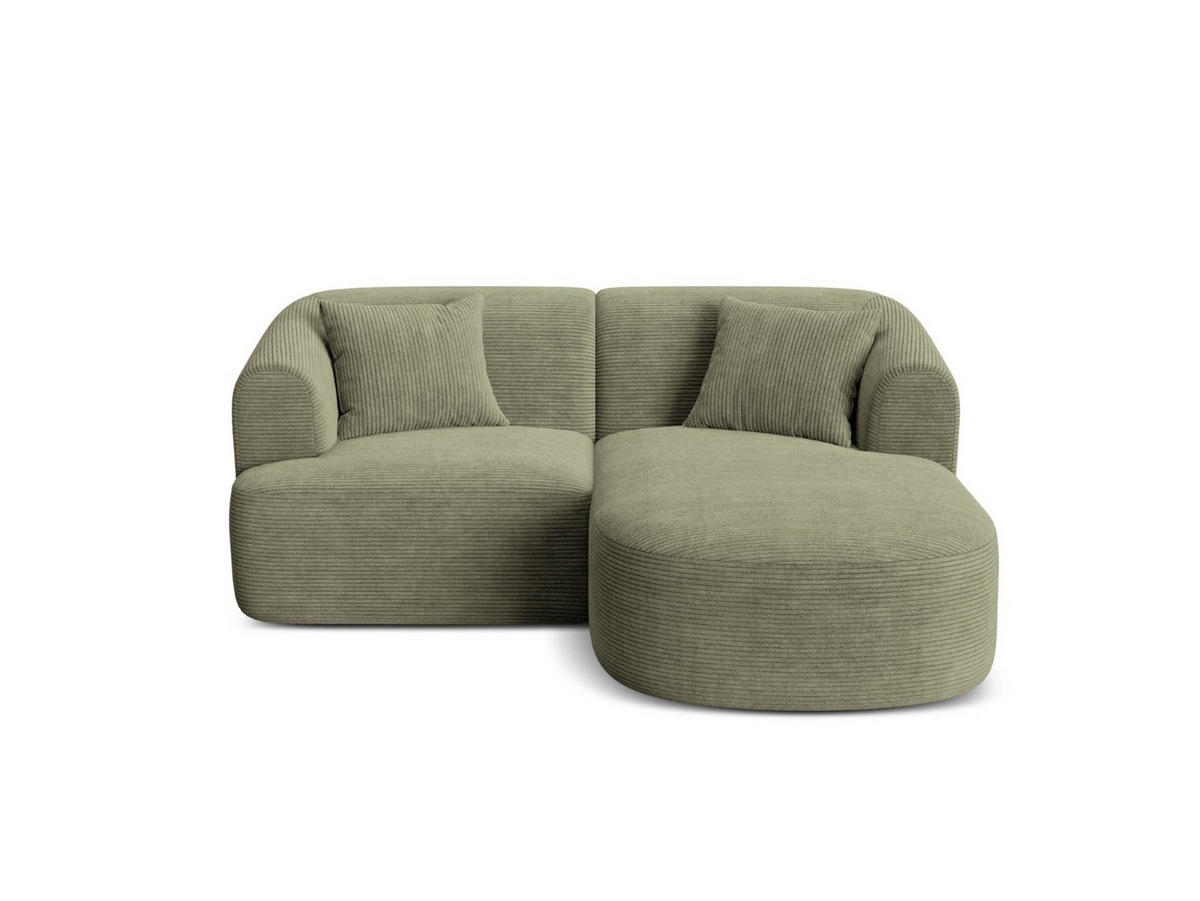 MODULARES-ECKSOFA rechts Campi aus Cord Moosgrün 3 Sitzplätze - Salbeigrün, Textil (156/180cm) - Cosmopolitan Design