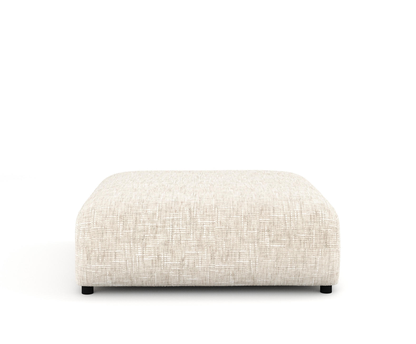 POUF L Zanzibar Creme Webstoff - Creme/Schwarz, Holz/Holzwerkstoff (110/37/110cm) - Maison de Reve