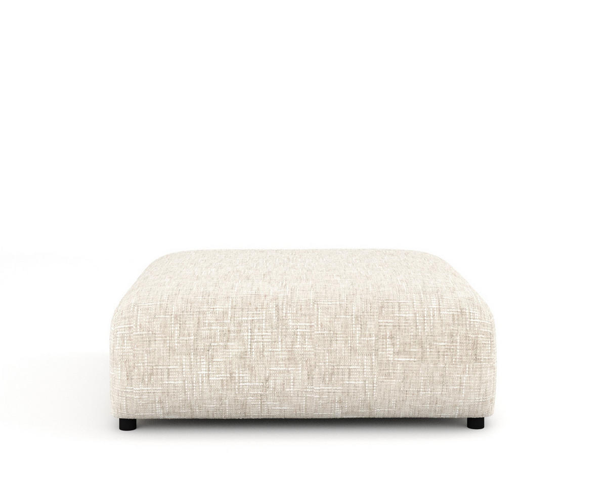 POUF L Zanzibar Creme Webstoff - Creme/Schwarz, Holz/Holzwerkstoff (110/37/110cm) - Maison de Reve