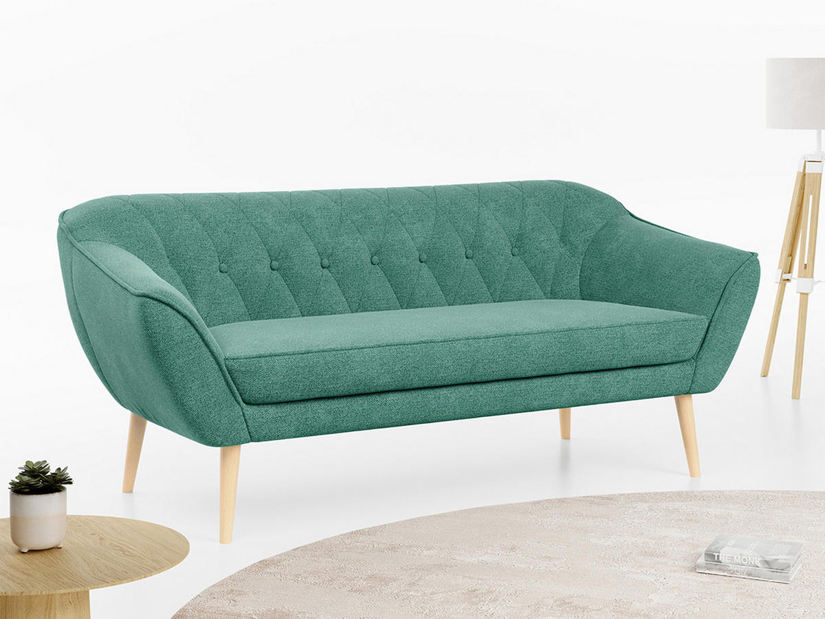 SOFA Pirs 3 Sitzer Strukture Grün - Braun/Grün, Holz/Textil (180/75/74cm) - MKS