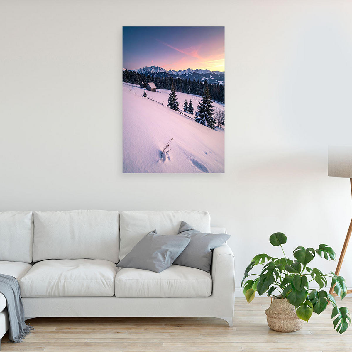 WANDBILD, Kasprowy Wierch Berglandschaft Natur Winter - Weiß, Textil (80/120cm) - Feeby