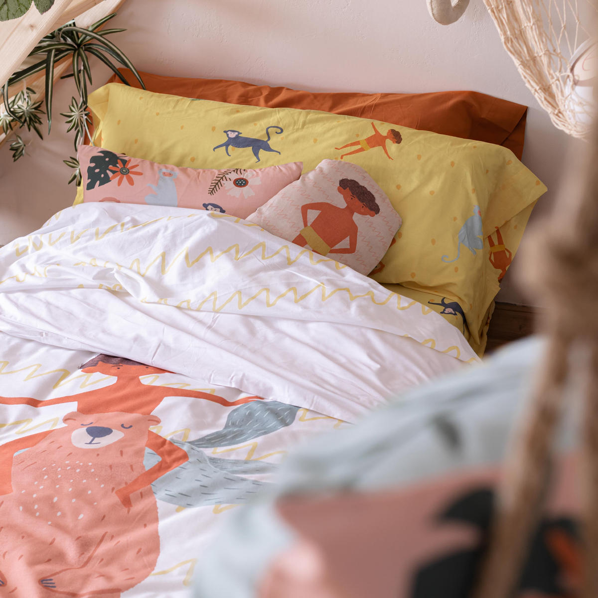 BETTBEZUG 2er-Set teiliges jungle life 135/140x200 cm (standardgrösse) mehrfarbig - Multicolor, Textil (140/200cm) - Happy Friday