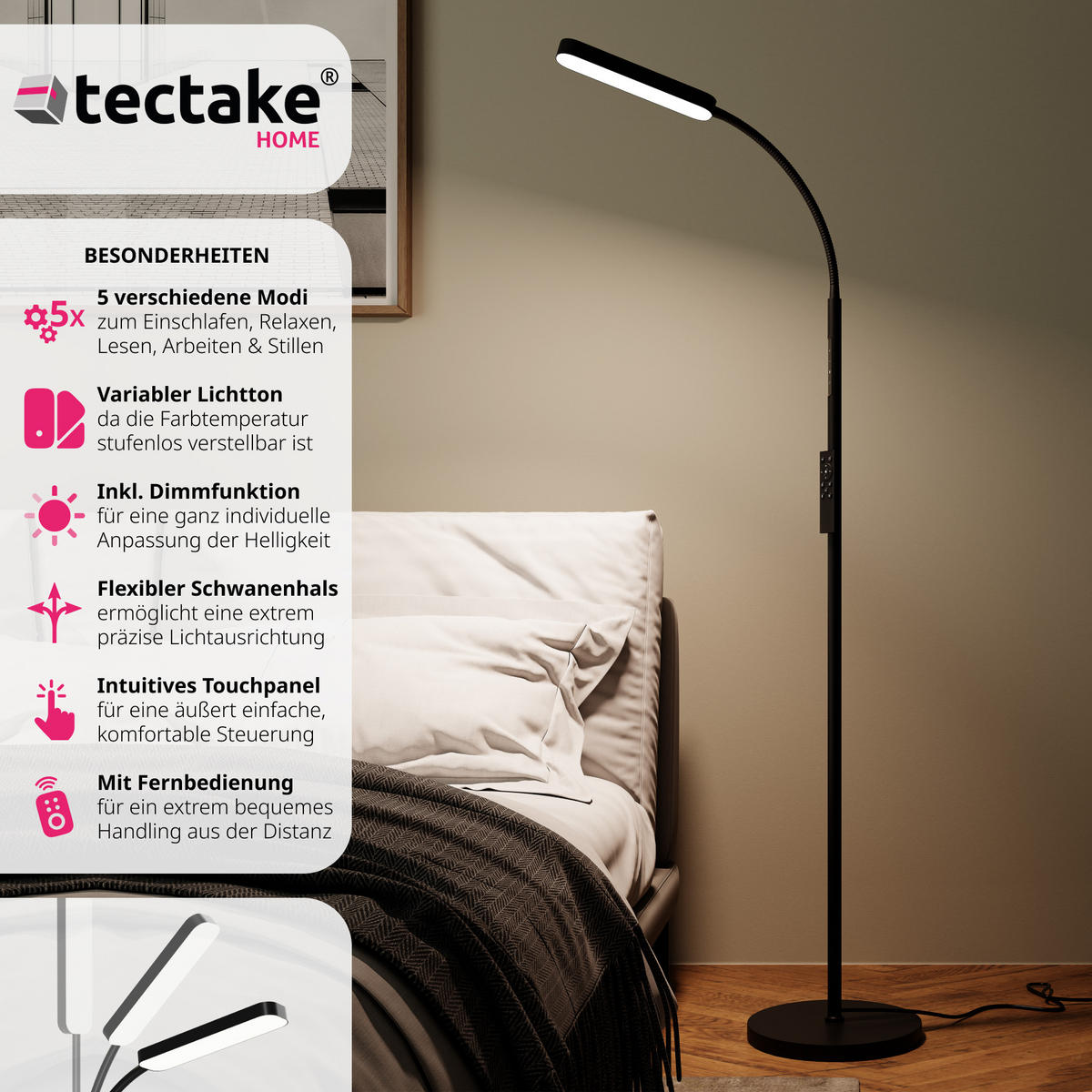 STEHLAMPE Prisma,22 x 176 cm,schwarz - Schwarz, Metall (22/22/176cm) - tectake