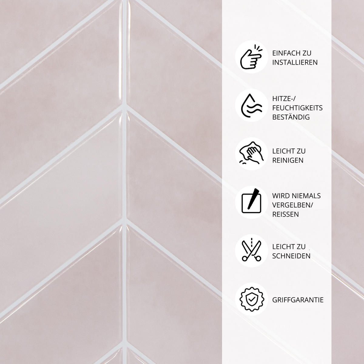 FLIESENAUFKLEBER 1 Stück 29 x 22,8 cm Selbstklebende Fliesen - Mela Rosa - Rosa, Kunststoff (22.8/0.12/29cm) - Mazovia