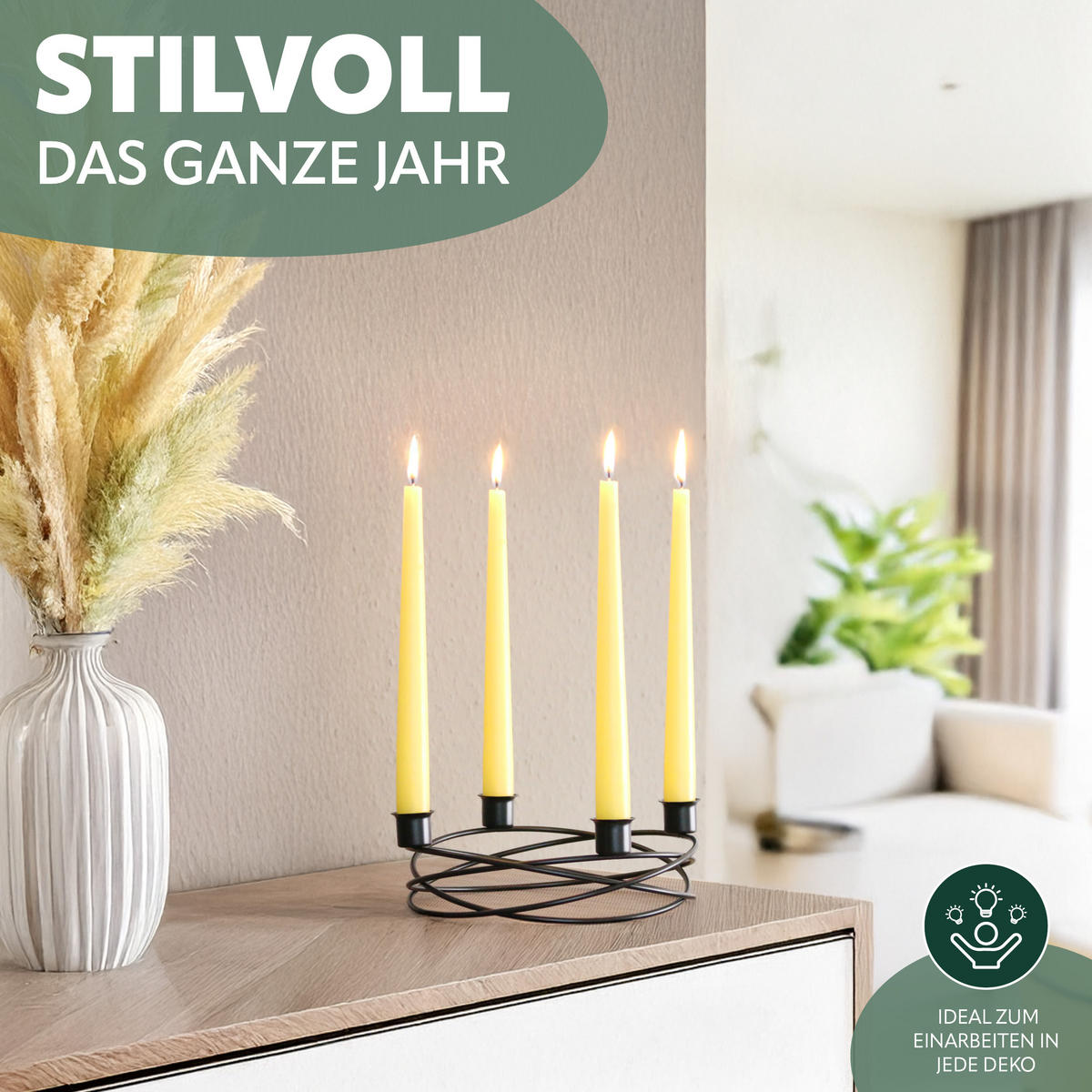 KERZENHALTER, schwarz, Metall - Schwarz, Metall (22/6.7/22cm) - bremermann