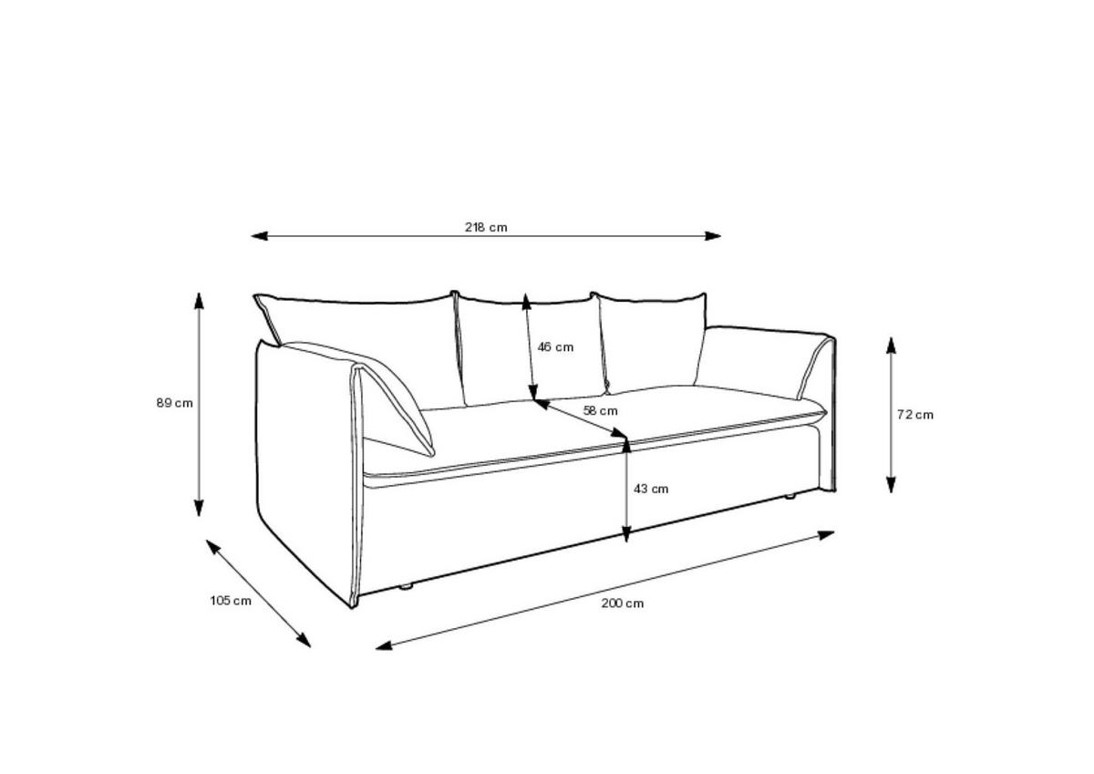 SOFA GOLD Beige 218x105x89 cm - Beige, Textil (218/89/105cm) - FURNLUX