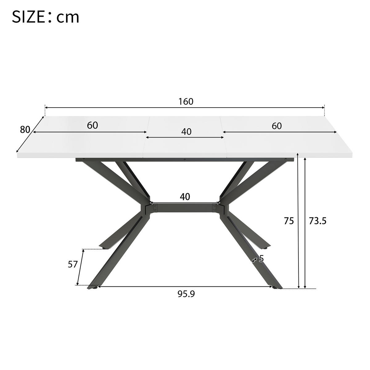 ESSTISCH Weiß 120-160/80/75 cm - Weiß, Holzwerkstoff/Metall (160/80/75cm) - Urban Meuble