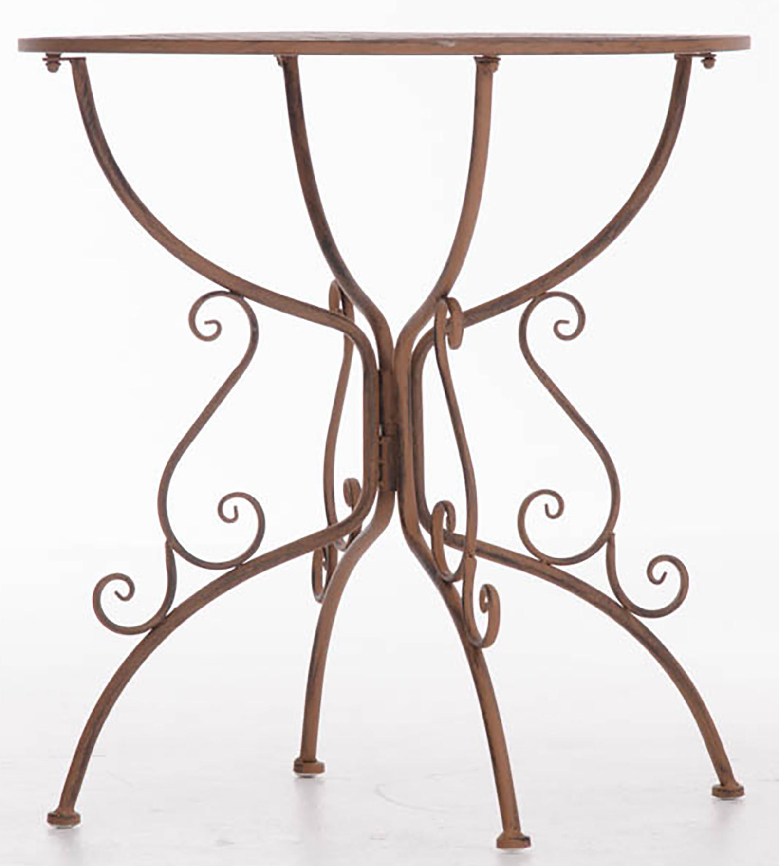 GARTENBEISTELLTISCH rund Ø70 cm Metall antik braun - Braun, Metall (70/70/74cm) - CLP