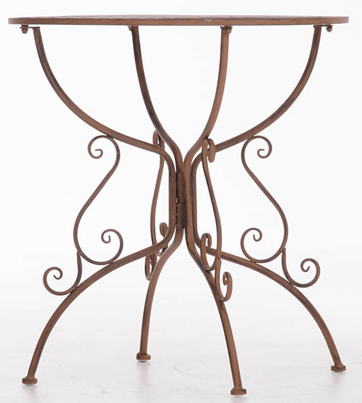 GARTENBEISTELLTISCH rund Ø70 cm Metall antik braun - Braun, Metall (70/70/74cm) - CLP