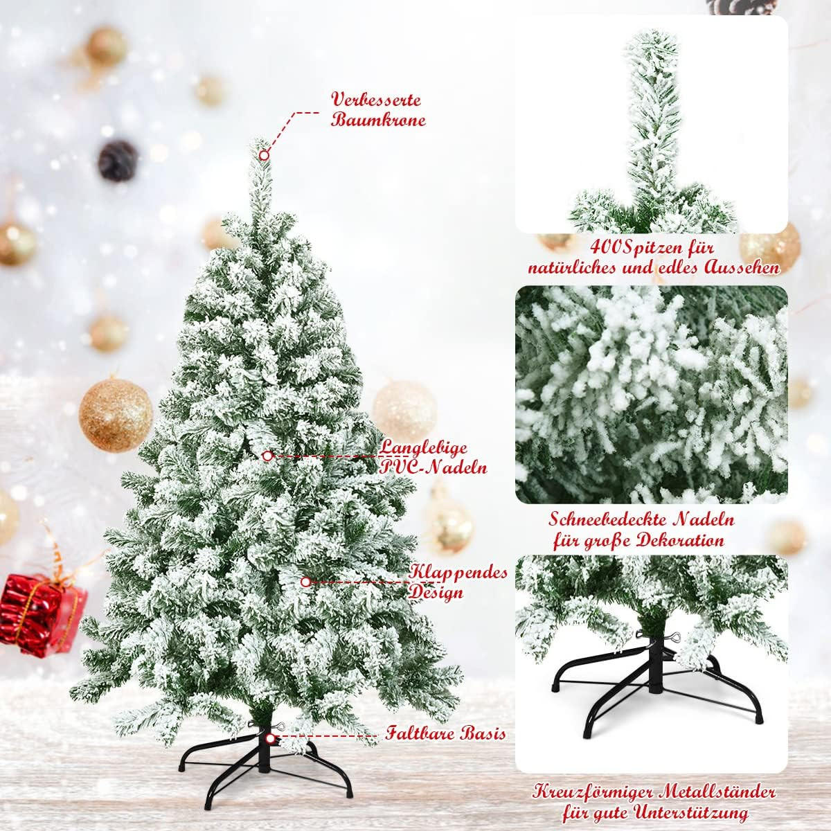 WEIHNACHTSBAUM 4.5FT Grün - Grün, Kunststoff (135cm) - COSTWAY