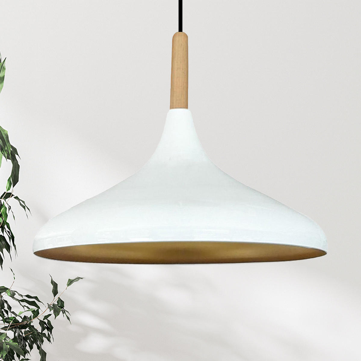 PENDELLEUCHTE Champion aus Holz 35/30 cm - Weiß, Metall (30/35/30cm) - Bamyum