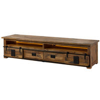 TV-BOARD Mango / Altholz 220x55x50 natur lackiert RAILWAY LUX #132 - Naturfarben, Holz (220/50/55cm) - Massivmoebel24