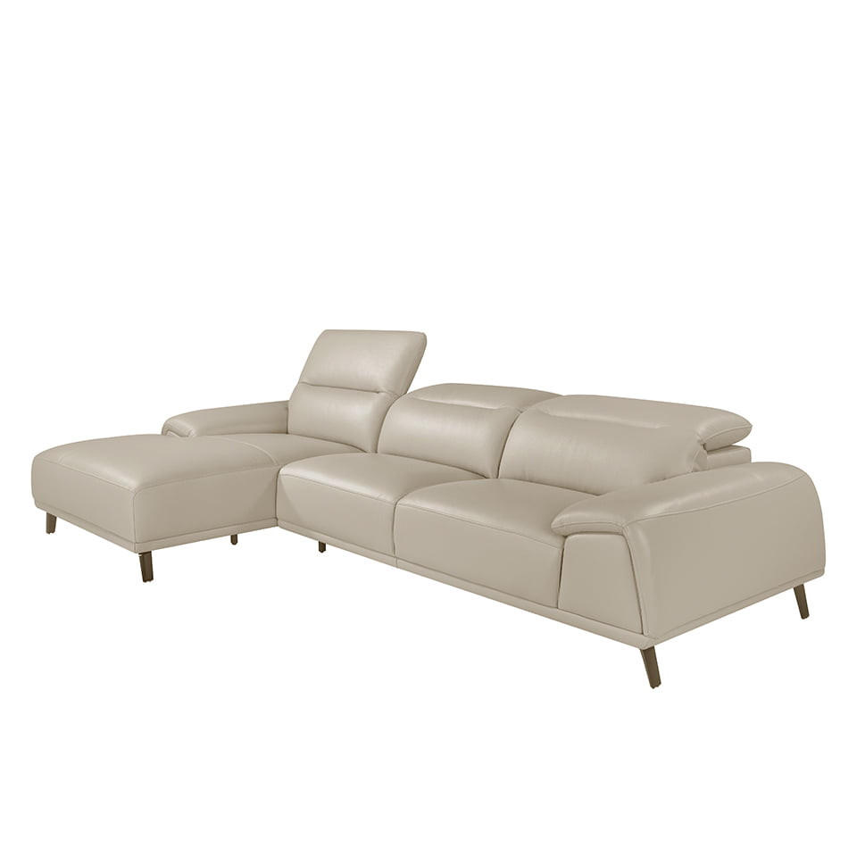 ECKSOFA Taupe Grau Dunkel Stahl 316/176/102 cm - Dunkelgrau, Leder (316/176cm) - ANGEL CERDA
