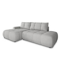 ECKSOFA FLUMA CL L-S Hellgrau Samtstoff mit Schlaffunktion - Hellgrau, Holzwerkstoff/Textil (279/158cm) - MASSENO