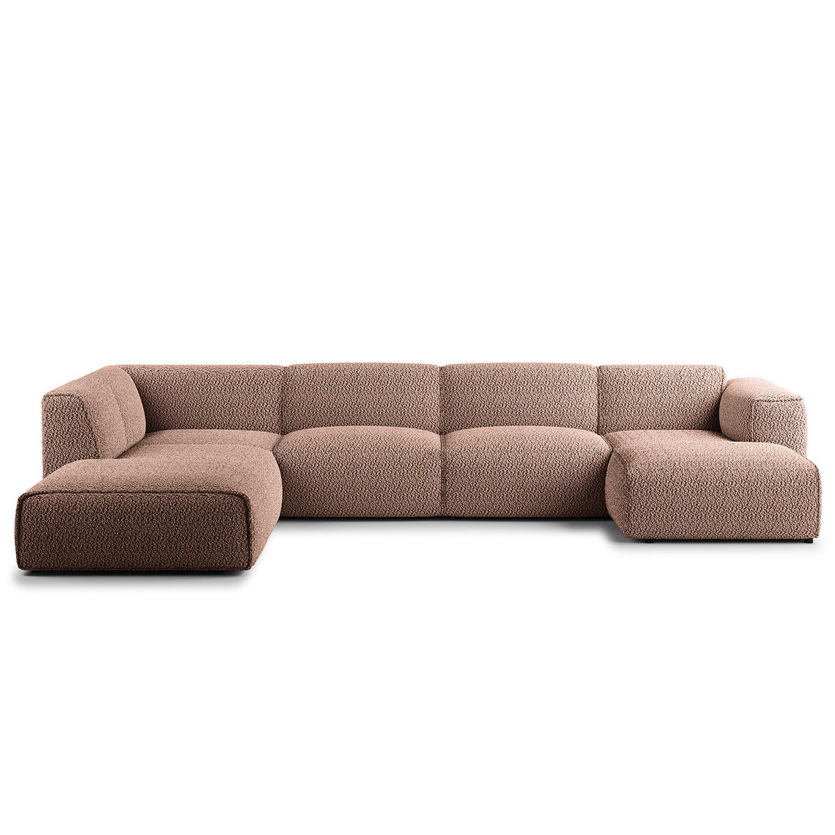 WOHNLANDSCHAFT mit Longchair - Mauve/Schwarz, Kunststoff/Textil (325/71/235cm) - home24